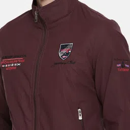 The Indian Garage Co Men Maroon Typography Lightweight Tailored Jacket image 3