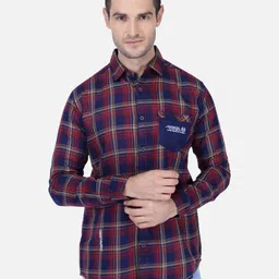 Kuons Avenue Men Smart Slim Fit Tartan Checked Cotton Casual Shirt-image-56
