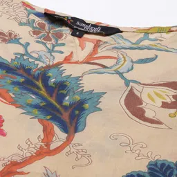 SANSKRUTIHOMES Women Peach-Coloured & Blue Pure Cotton Floral Printed Shorts Set image 3