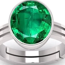 Pranjal Gems Unisex 11.25 Ratti 10.62 Carat Emerald Panna Gemstone Studded Finger Ring image 2