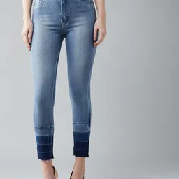 DOLCE CRUDO Women Blue Skinny Fit High-Rise Clean Look Stretchable Jeans-picture-38