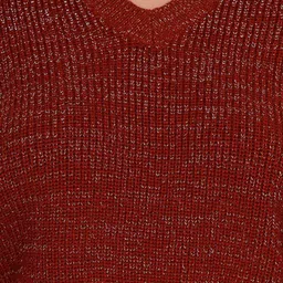 JoE Hazel Self Design  V-Neck Crop Acrylic Crop Pullover image 2