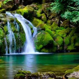 British Terminal Green & Blue Waterfall Printed Waterproof Wall Poster image 2