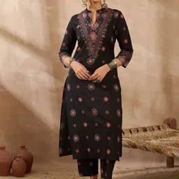 Indo Era Printed Pure Cotton Round Neck Tunic With Trousers Co-Ords image 2