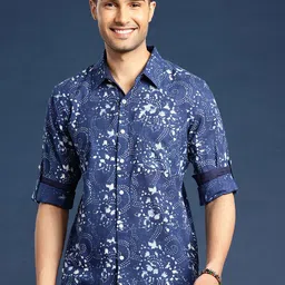 Taavi Men Comfort Indigo Hand Block Printed Pure Cotton Casual Shirt image 5