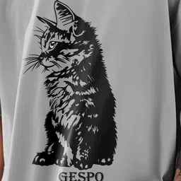 AUSK Graphic Printed Round Neck Drop Shoulder Sleeves Oversized Pure Cotton T-shirt image 4