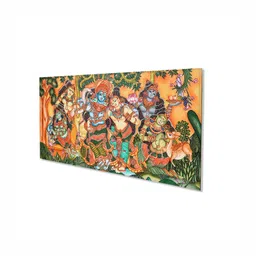 nestroots Brown & Green Radha Krishna Religious Canvas Painting Wall Art image 3