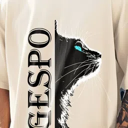 AUSK Graphic Printed Round Neck Drop-Shoulder Sleeves Pure Cotton Oversized T-shirt image 4