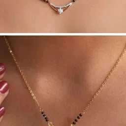 Anouk Gold-Plated Artificial Stones and Beads Mangalsutra image 2