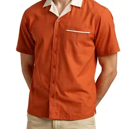 glitchez Solid Cuban Collar Short Sleeves Regular Fit Casual Shirt image 5