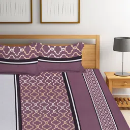 KLOTTHE Geometric Printed 300 TC Fitted King Bedsheet with 2 Pillow Covers image 5