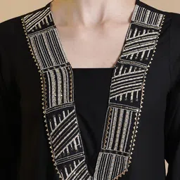 STYLEBAAZI V-Neck Sequinned Gotta Patti Straight Kurta With Trouser & Dupatta image 2