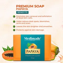 Medimade Set Of 3 Papaya Premium Beauty Soap For Youthful & Radiant Skin - 100 g Each image 4