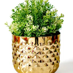 BEHOMA Gold Toned Pineapple Metal Texture Planter Without Plant image 3