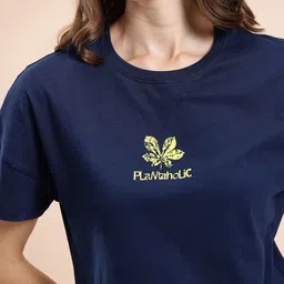 Mast & Harbour Typography Printed Drop-Shoulder Sleeves Pure Cotton T-shirt image 2