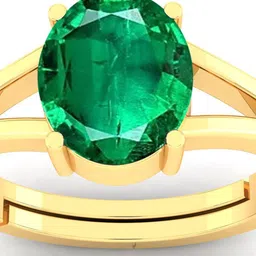 Pranjal Gems Unisex 10.25 Ratti 9.62 K Emerald Panna Stone Studded Adjustable Finger Ring image 2