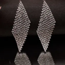 Niscka Silver-Plated Artificial Stones Studded Geometric Shaped Drop Earrings image 5