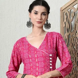 VIDHANI Floral Printed Angrakha A Line Kurta with Palazzos-image-21