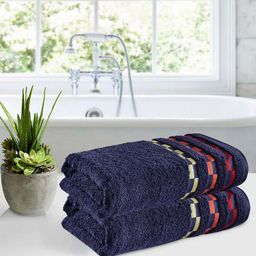 BIANCA Unisex Navy Blue Set of 2 Solid 450 GSM Bath Towels-picture-32