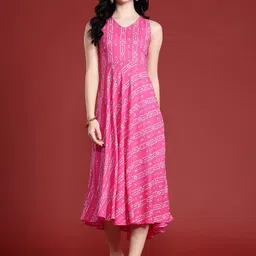 Anouk Floral Printed Styled Back A-Line Ethnic Dress image 5