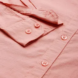 Mast & Harbour Men Peach-Coloured Solid Slim Fit Pure Cotton Casual Shirt image 5