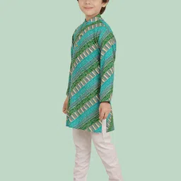 ethniks neu-ron Ethniks Boys Neu-Ron Cotton Bandhani Kurta-Pyjama Set image 3