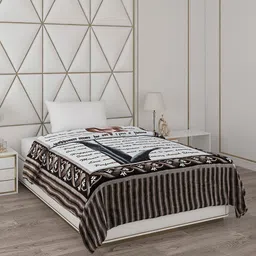 Monte Carlo Black & Green Abstract Printed Mild Winter 600 GSM Single Bed Blanket image 2