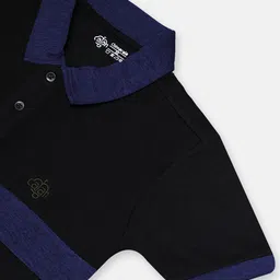 CHIMPRALA Boys Black & Blue Polo Collar T-shirt image 3