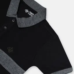 CHIMPRALA Boys Black & Grey Polo Collar T-shirt image 3