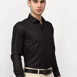 JAINISH Men Black Solid Regular Fit Formal Shirt image 5