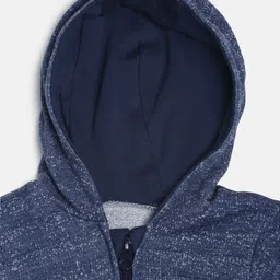 MINI KLUB Boys Navy Blue Self Design Hooded Sweatshirt image 4
