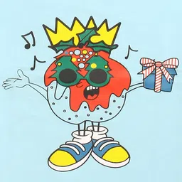 LAdore Unisex Kids Turquoise Blue Printed Round Neck T-shirt image 2