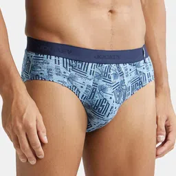 Jockey Men Pack Of 2 Blue Printed Basic Briefs image 4
