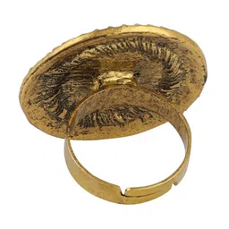 ANIKAS CREATION Gold-Plated Pink Beaded Enamelled Adjustable Finger Ring image 4