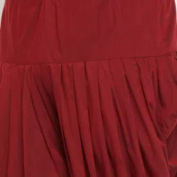 VASTRAMAY Men Silk Blend Navy Contrast Color Blue Kurta with Maroon Dhoti Bottom Set image 3