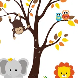 rawpockets Multicoloured Baby Wild Animals Printed PVC Vinyl Wall Sticker image 3