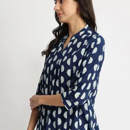 Pink Fort Women Cotton Dabu Half Polka Print Top image 4