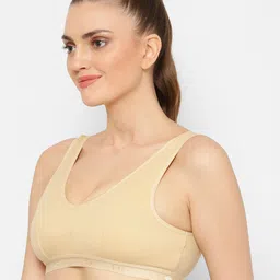 Floret  Pack of 3 Beige Solid Non-Wired Non Padded Workout Bra image 2