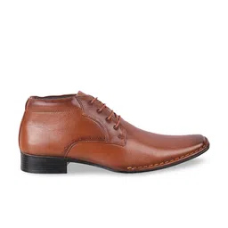 Mochi Men Tan-Brown Solid Leather Formal Derbys image 3