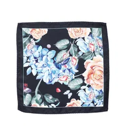 Alvaro Castagnino Black & Blue Printed Pocket Square image 4