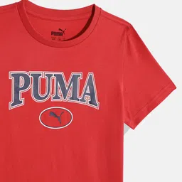 Puma Boys Brand Logo Printed Pure Cotton Squad T-shirt image 3