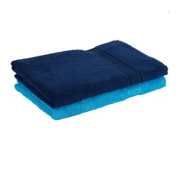BIANCA Set Of 2 Blue Solid 380 GSM Pure Cotton Terry Bath Towels image 4