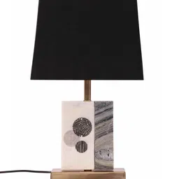 POSH-N-PLUSH Black & White Solid Marble  Bedside Standard Table Lamp image 3