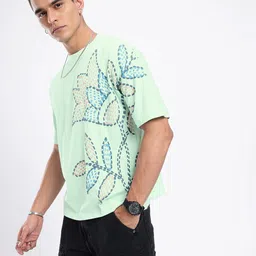 glitchez Street Bloom Embossed Oversized T-shirt image 3