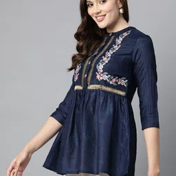 Cottinfab Mandarin Collar Embroidered Tunic image 5