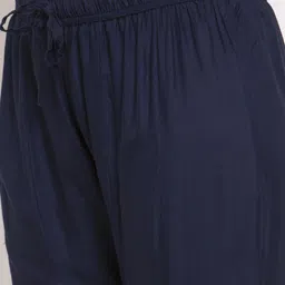 Clora Creation Women Navy Blue Solid Mirror Work Kurti with Sharara image 3