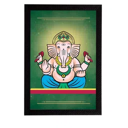eCraftIndia Multicoloured Lord Ganesha Painting Wall Art With Frame image 4