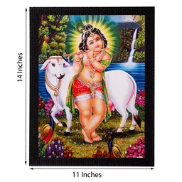 eCraftIndia Multicoloured Krishna Playing Flute UV Framed Wall Art image 3