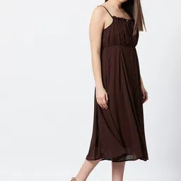 PANIT Brown Georgette Midi Dress image 5