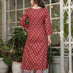 Moda Rapido Floral Printed V-Neck Pure Cotton Straight Kurta With Trousers And Dupatta image 3